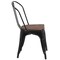 Merrick Lane Amsterdam Series Dining Chair - Blue Metal Frame - Textured Wooden Seat - Slatted, Curved Back